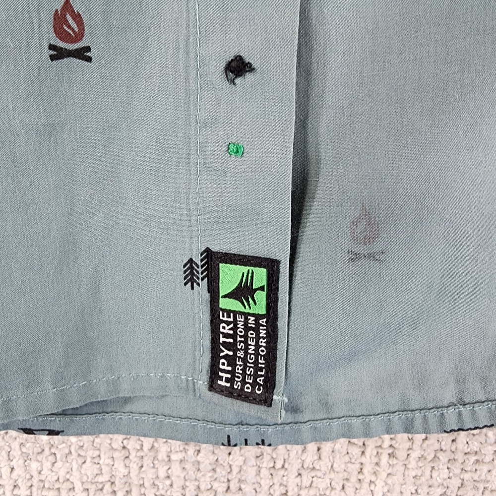 Hippy Tree Shirt Mens XL Green Short Sleeve Camping Theme Nomad Division *Flaws - Picture 11 of 12
